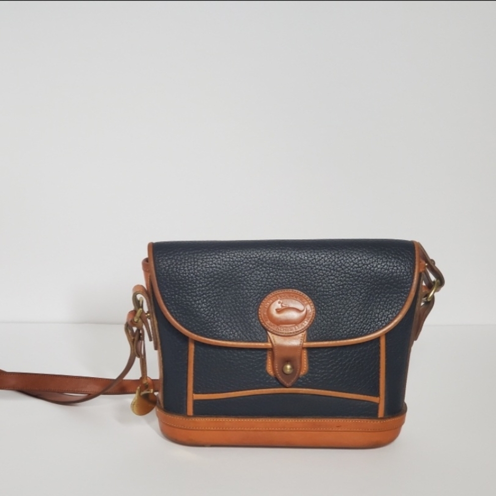 Dooney & Bourke Navy and Tan Leather Crossbody Bag